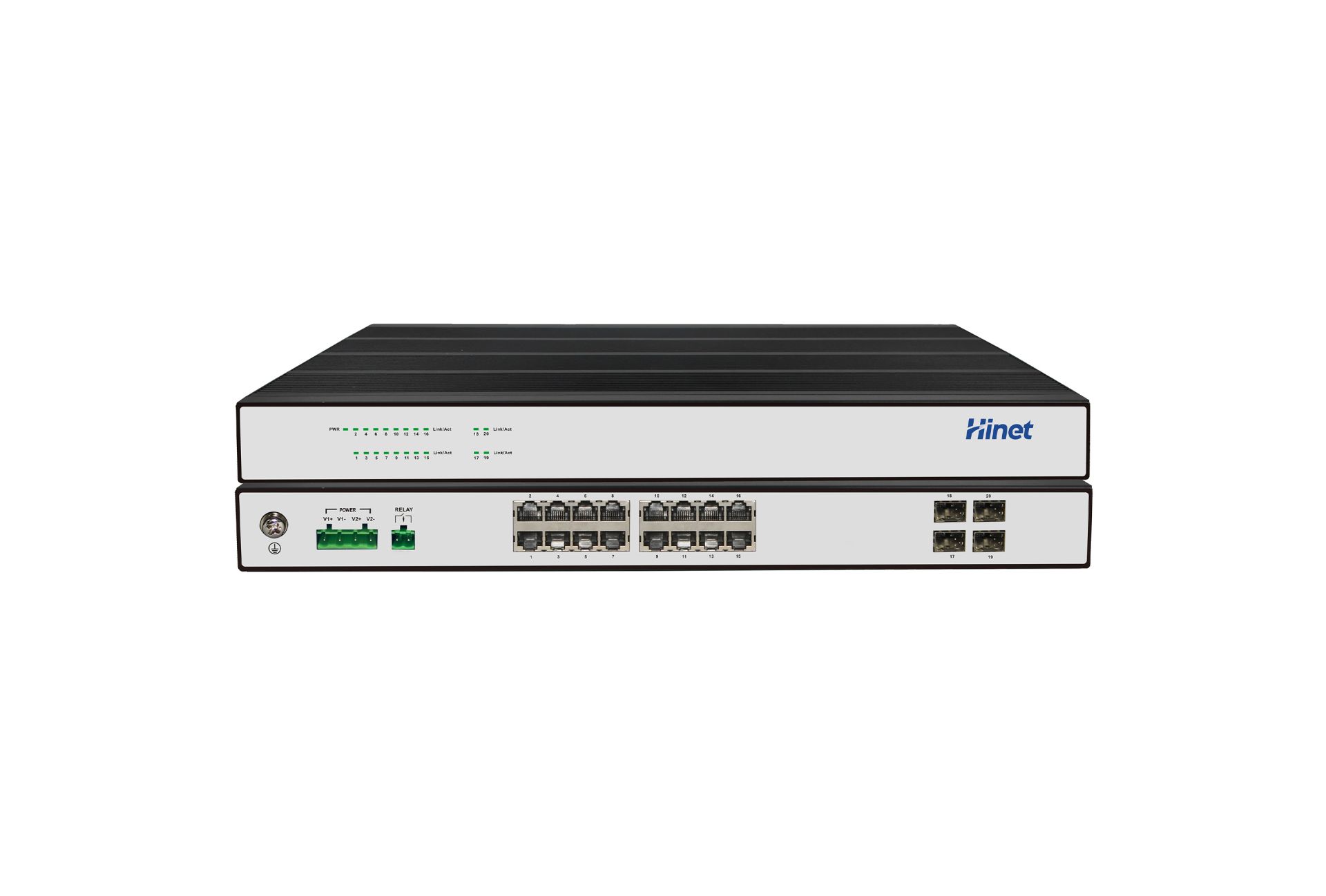 IRS2616F4-AC/DC 16个千兆RJ45口+4个千兆SFP光口 机架式工业级以太网交换机