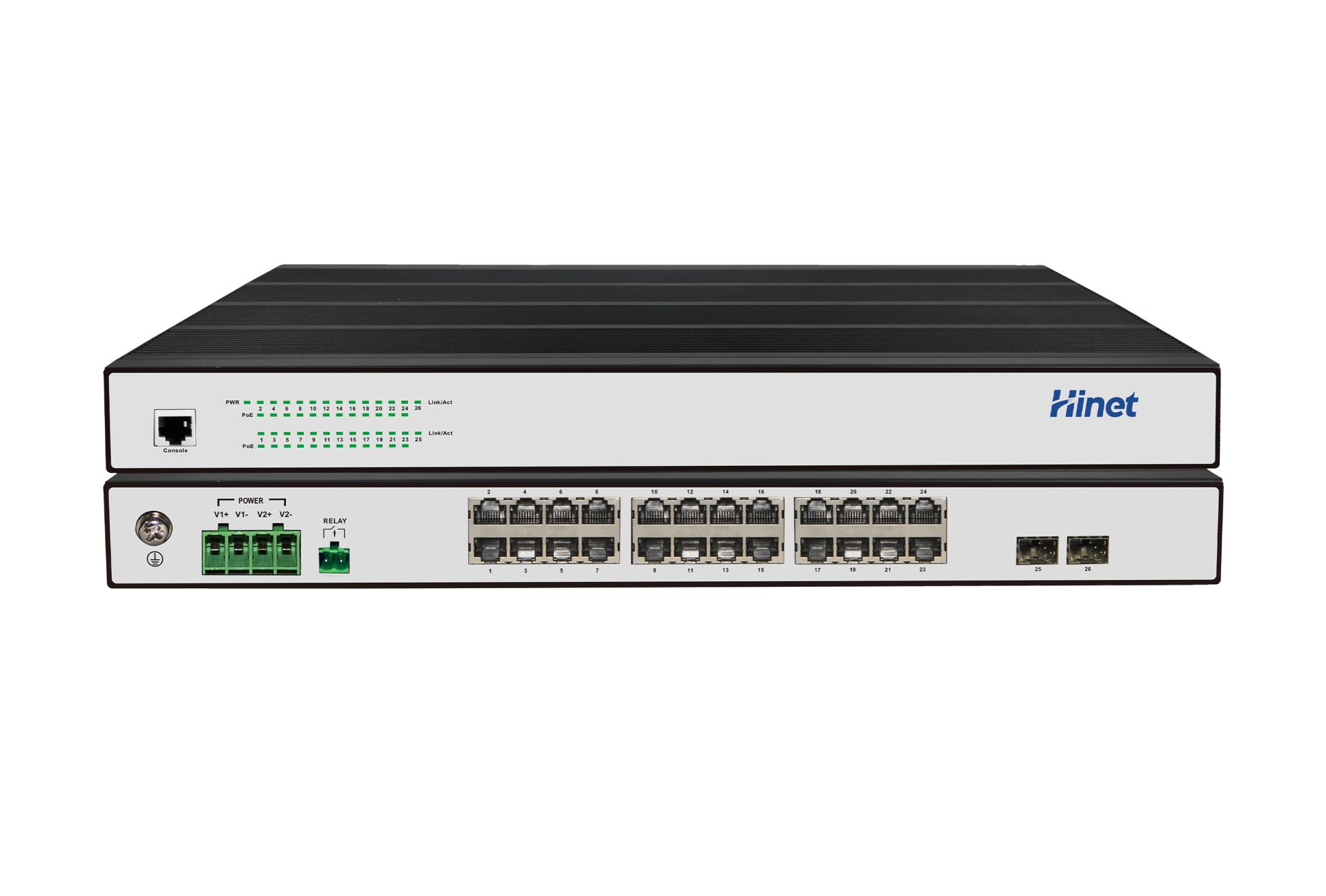 IRS2624F2-AC/DC 机架式工业级24个千兆RJ45口+2个千兆光口以太网交换机