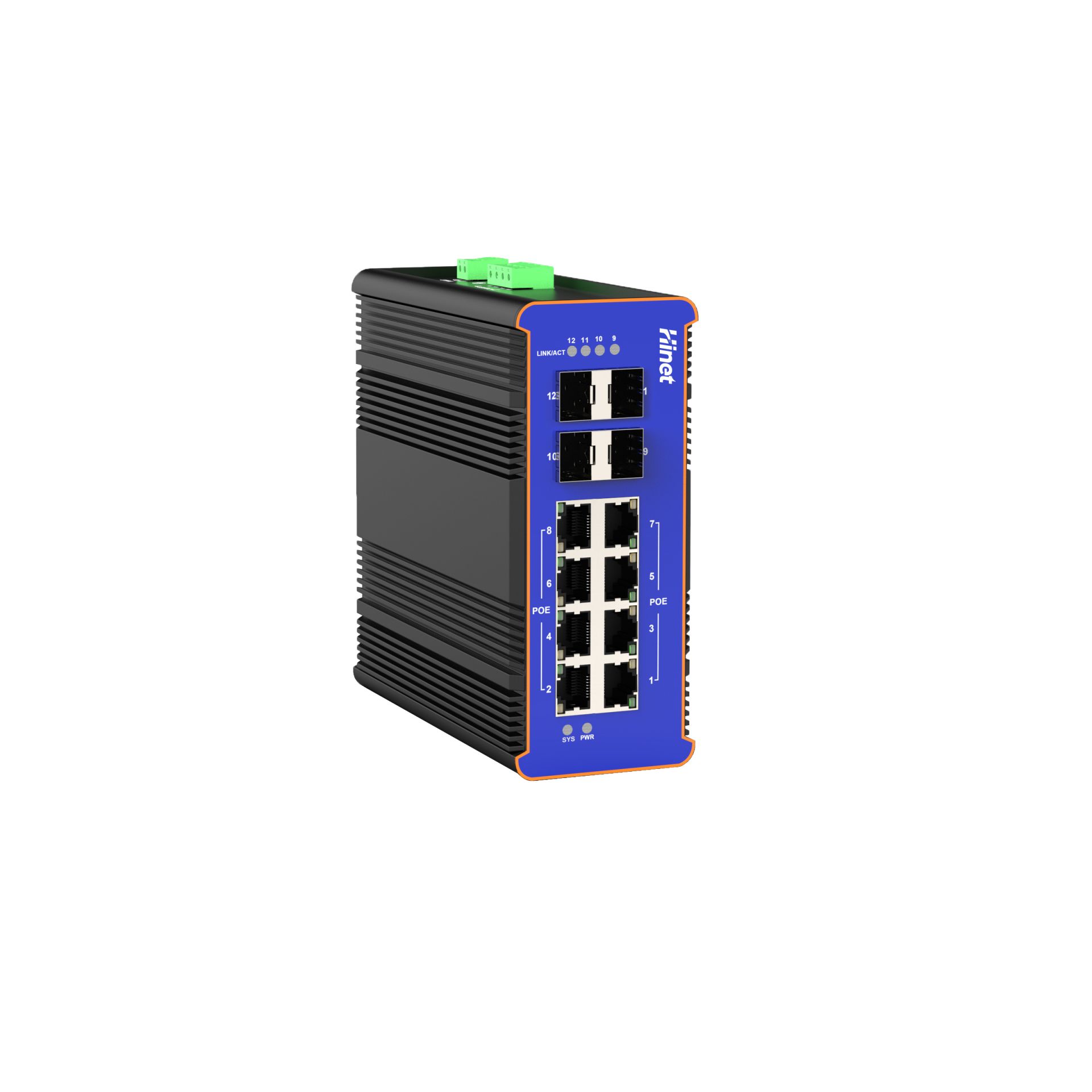 IDS3008F4-8P 8个千兆RJ45口+ 4个千兆 SFP插槽口三层管理导轨式PoE工业交换机