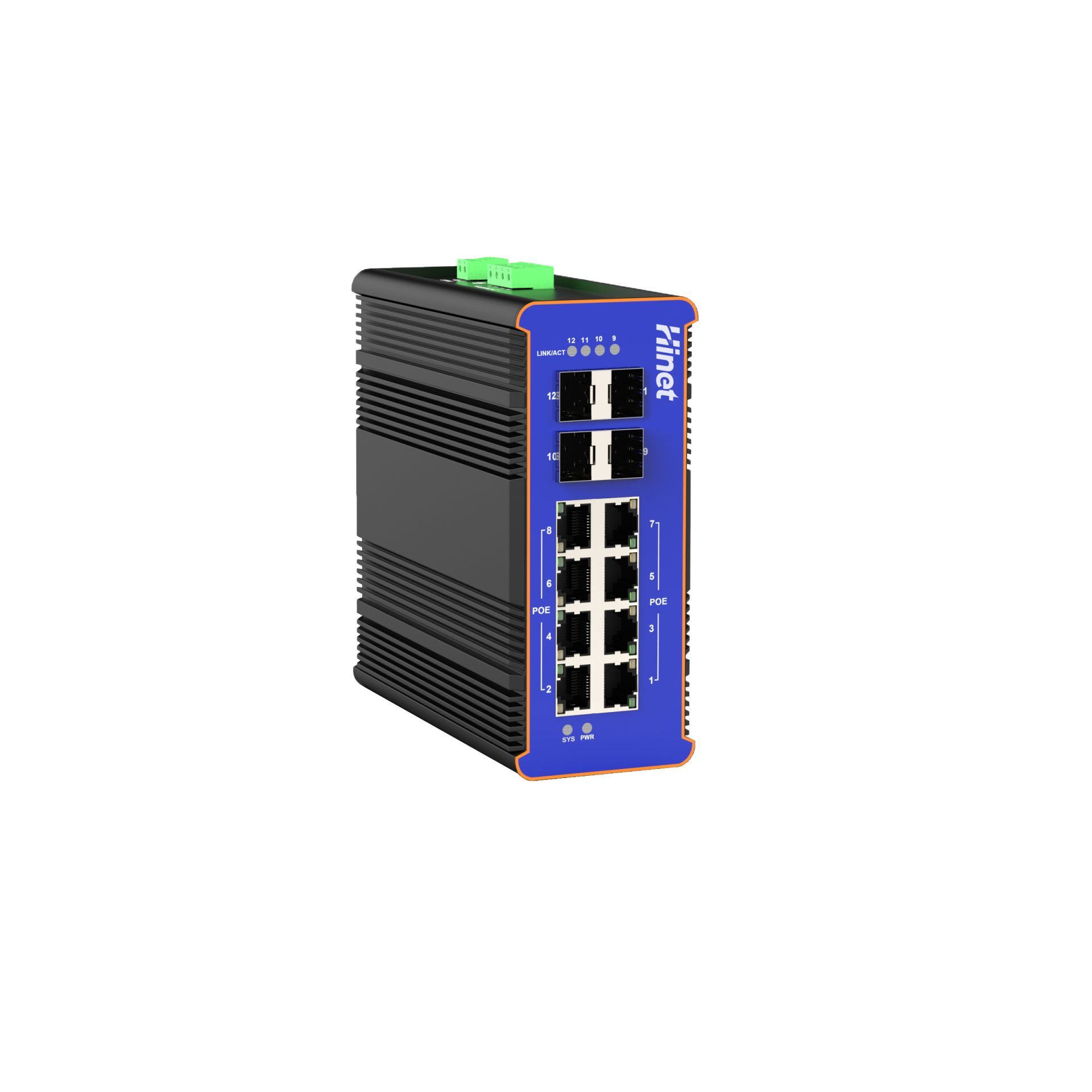 IDS5008F4-8P 8个千兆RJ45口+ 4个万兆 SFP+插槽口三层管理导轨式PoE工业交换机