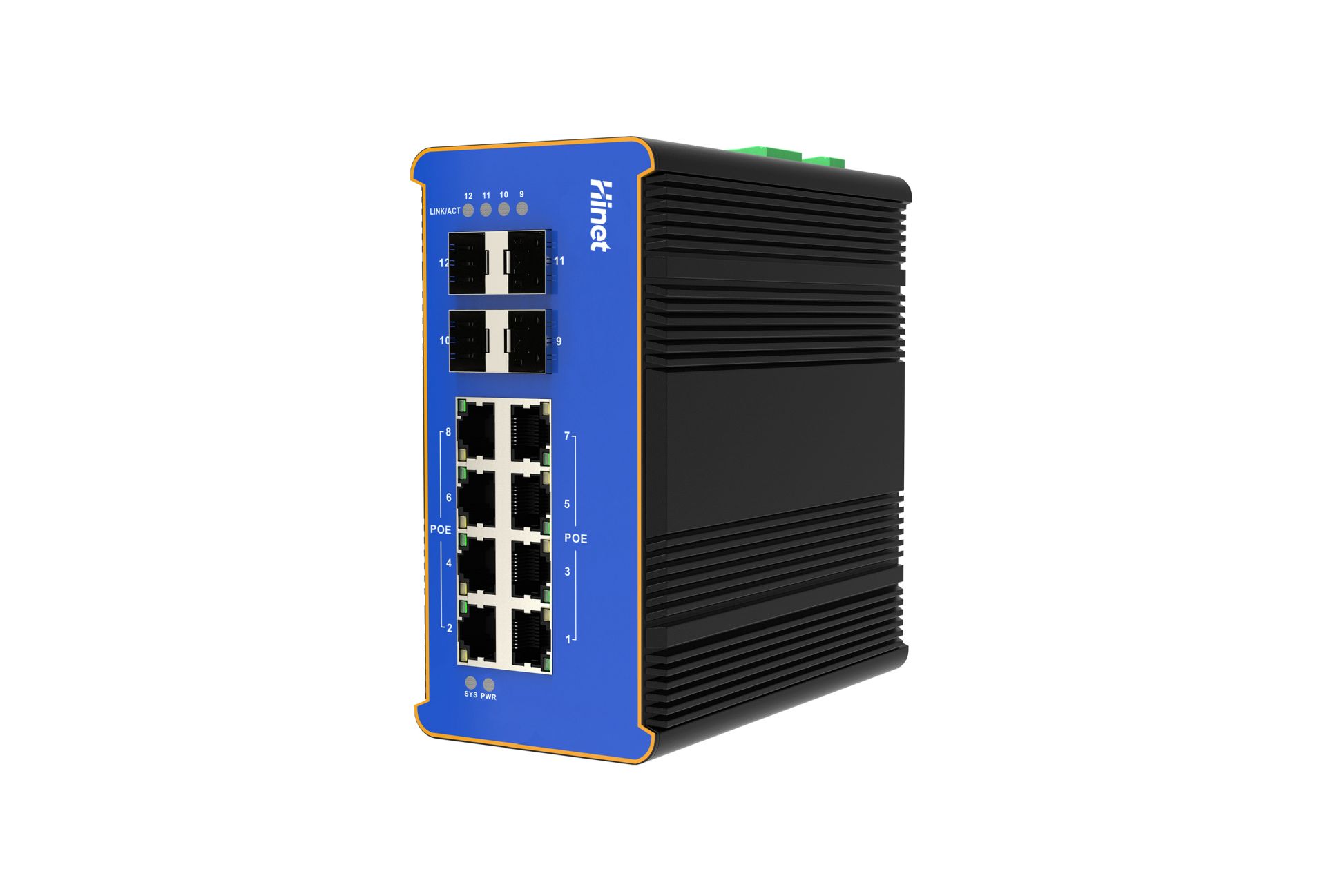 IDS3008F4-U/T 8个千兆(60W/90W) PoE 端口+ 4个千兆 SFP+插槽口三层管理导轨式PoE工业交换机