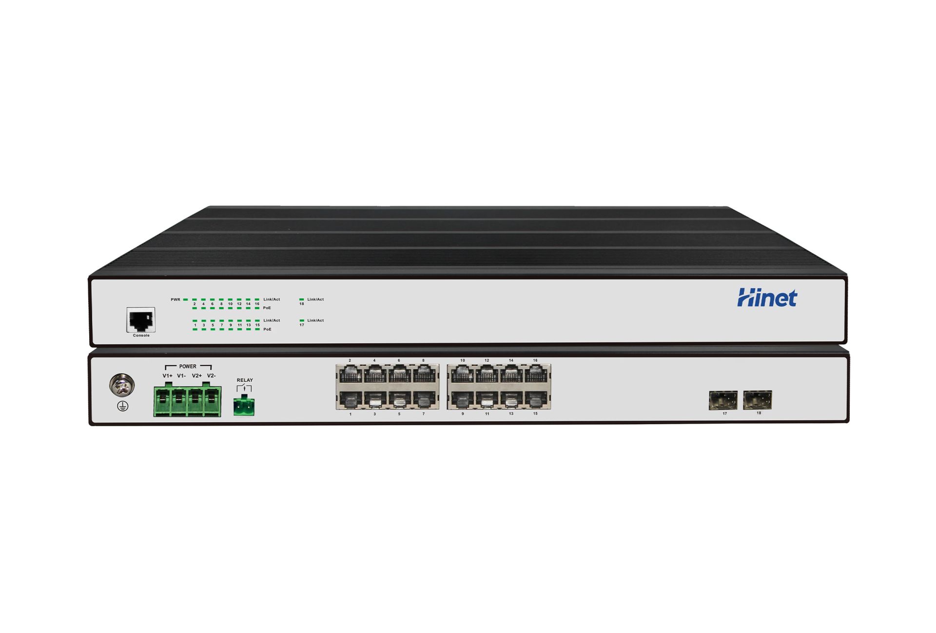 IRS2616F2-AC/DC 16个千兆RJ45口+2个千兆光口机架式工业级以太网交换机