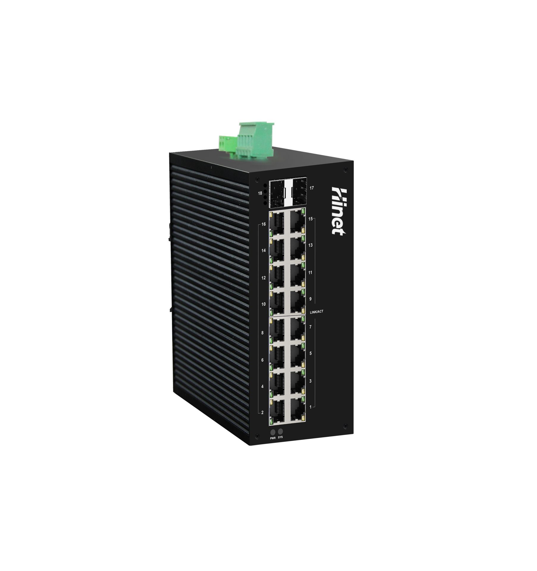 IDS1616F2-16P 16个千兆RJ45电口+2个千兆SFP光口导轨式POE工业级交换机